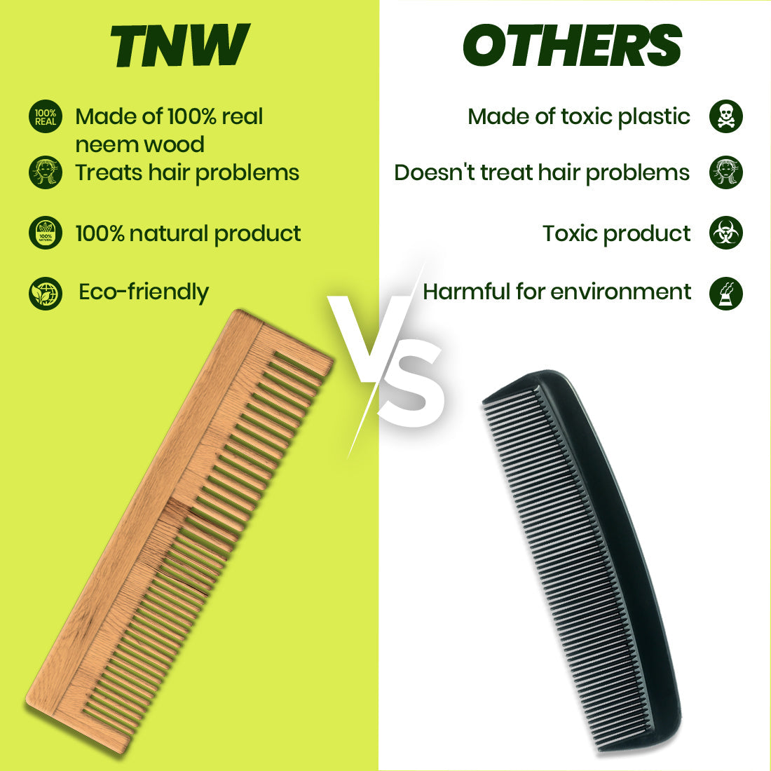 Authentic 100% Pure (Neem Comb)5.5in Inches